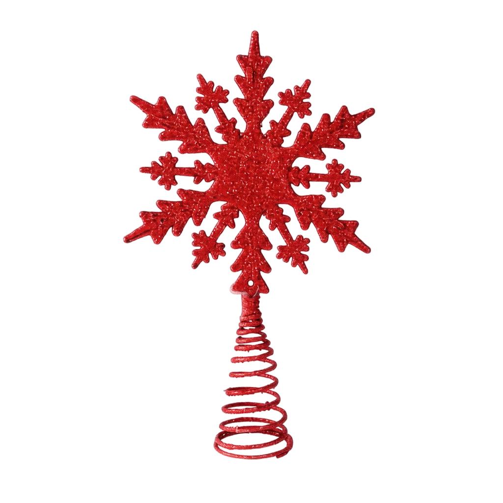 Christmas Tree Topper Star Decoration with Snowflake Coating Tabletop Ornament