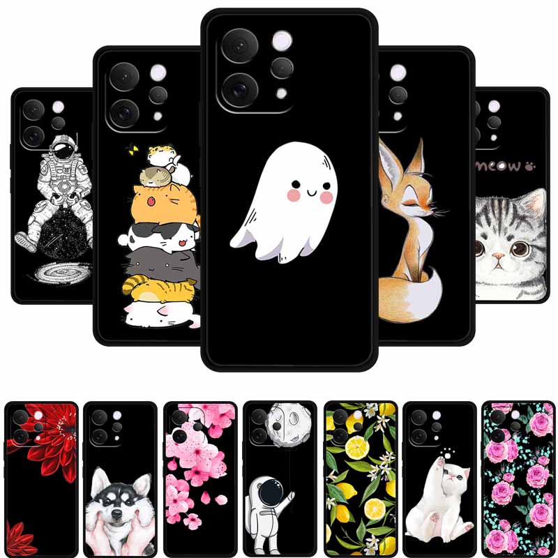 Coque For Vivo S50 V2528A Case 6.59" Black Silicone Case Cartoon Cat Shockproof Soft Back Cover For Vivo S50 5G 2025 Phone Case