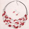 Ethnic Boho Multilayer Crystal Beads Necklace Earrings for Women Bohemian Jewelry Set Party Wedding Statement Choker Collar