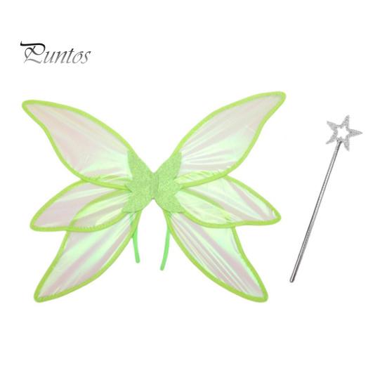 1 sett Fairy Wings Fargerikt garn Vakre alveprinsessevinger med stjernepinne til julefotograferingsfester Rekvisitter