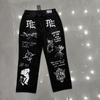 American MIXED EMOTION Angel Letter Print Wide Leg Straight Jeans Unisex