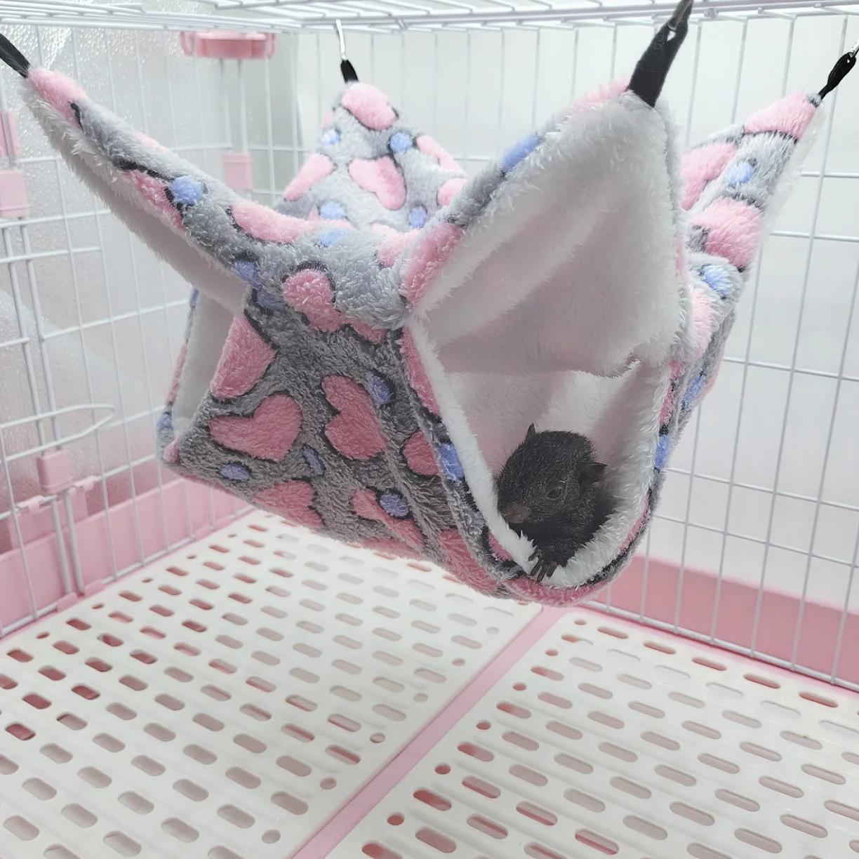 

Двухслойный гамак для хомяка, сахарный планер, теплый двухслойный гамак, подвесной спальный мешок для белки, склад зоотоваров 20x20cm