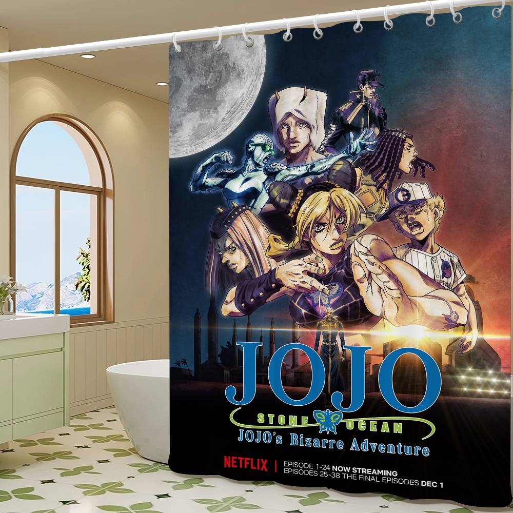 Classic Anime JoJo's Bizarre Simple Bathroom Shower Curtain Shielding Partition Shower Quick Dry Can Be Scrubable Light Bath