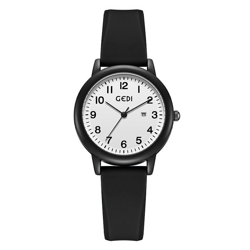 Quartz Womens Watch With 24h Indicator Waterproof Silicone Strap For Casual Style чёрный