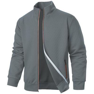 New Men's New Colourful Zip Stand-up Collar Sweater Jacket Men's Casual Jacquard Cardigan Sweater