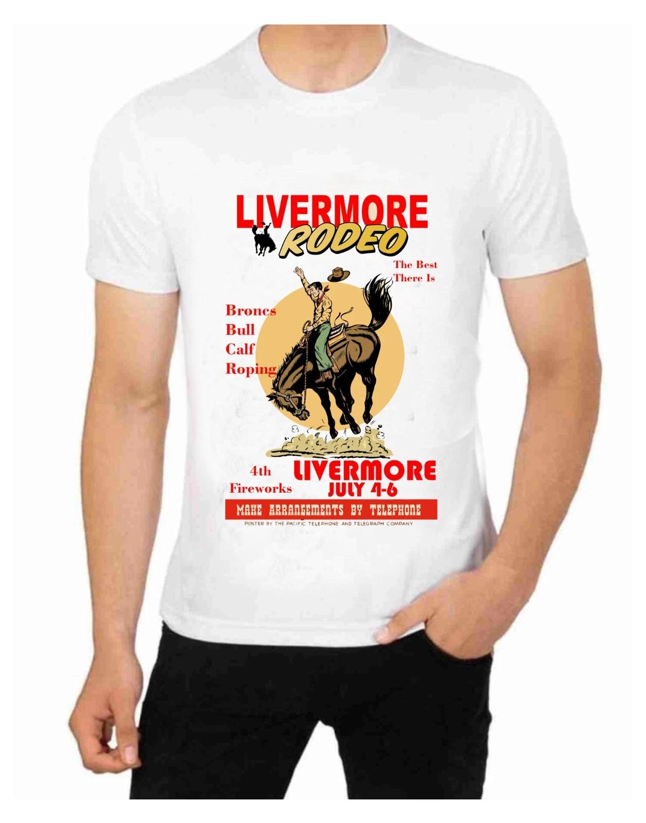 Livermore Rodeo Poster on a T-Shirt Bull Broncs Roping Steer Wrestling XL