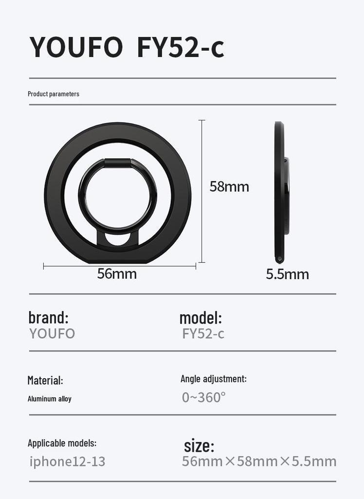 Slim Rotatable Aluminum Phone Holder with Magnetic Magsafe Compatibility