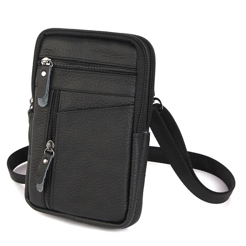 Men's Large Capacity Crossbody Waist Bag - Multi-functional Cowhide Phone Bag with Lanyard, Wearable On Belt for Returning Customers