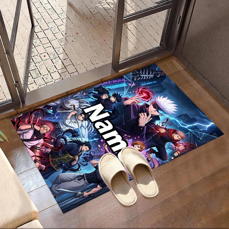 Custom Name Personalized Demon Slayer Print Carpet, Versatile Home Decor Rug, for Playroom, Apartment, Balcony, Entryway, Hallway Gift