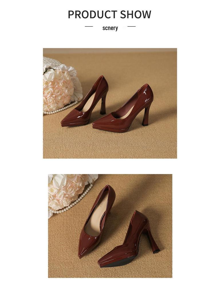 Women's 2025 Spring Simple Solid Color Pointed Toe Stiletto Heels