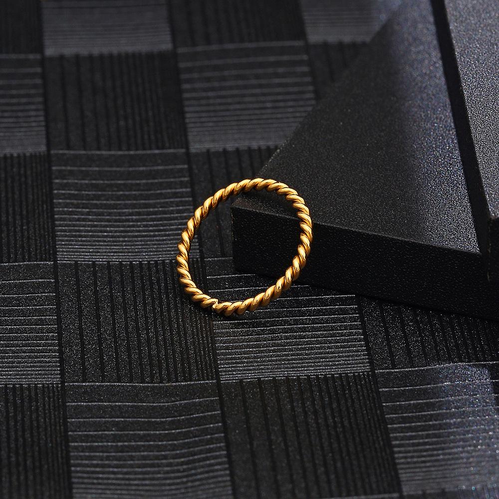 Minimalist European-American Titanium Steel Twist Rope Ring for Women