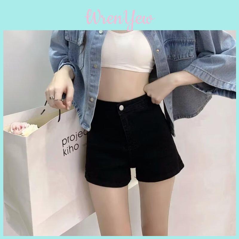 High Waist Denim Shorts Women Summer Stretch Black Slim Fit Casual For Teen Girls
