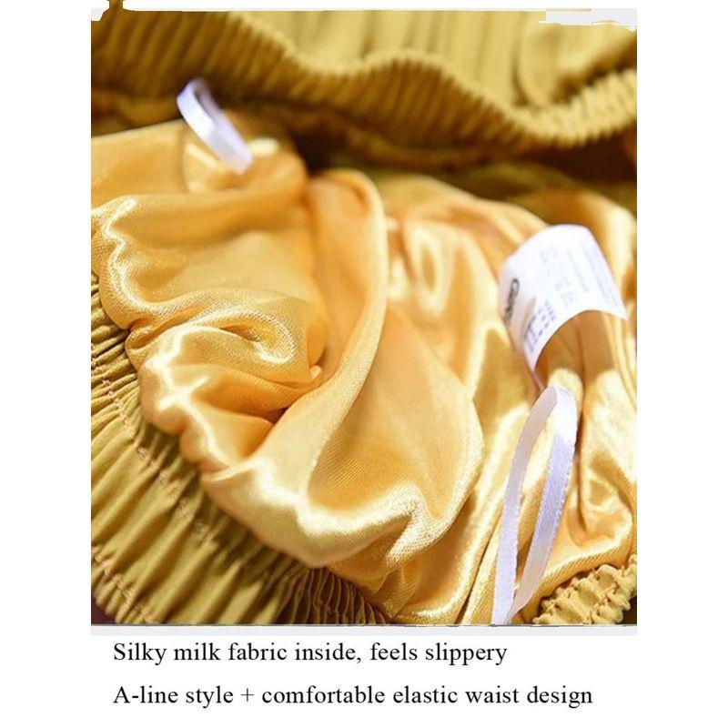 Pleated Skirt with Elastic Waistband Pleated High Waist Half-Length Female Elastic Waist Skirt