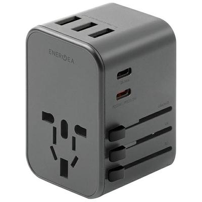 Energea Ład. Netzwerk. 3Xusb+2Xusb-Cpd-Pps-Qc 3.0 35.5W 3A2C Adapter 4W1 Us/Ua/Eu/Uk Grau/Gunmetal Travelworld
