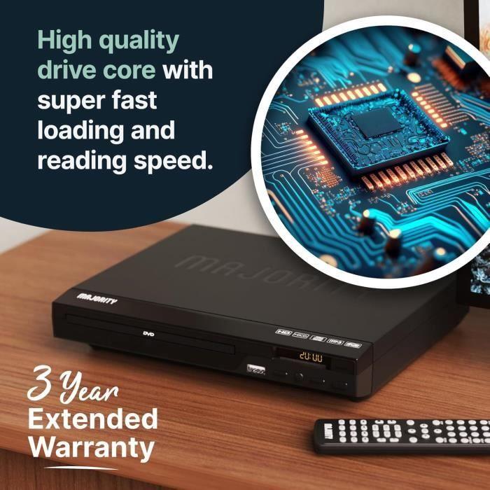 Lecteur DVD - MAJORITY - Multizone 1080P - HDMI Et AV - USB - Télécommande Incluse