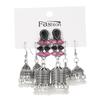 Antique Sliver-Plated Hollow Alloy Geometric Dangle Indian Earrings For Women Gypsy Zircon Boho Ethnic Leaf Bell Tassel Earring