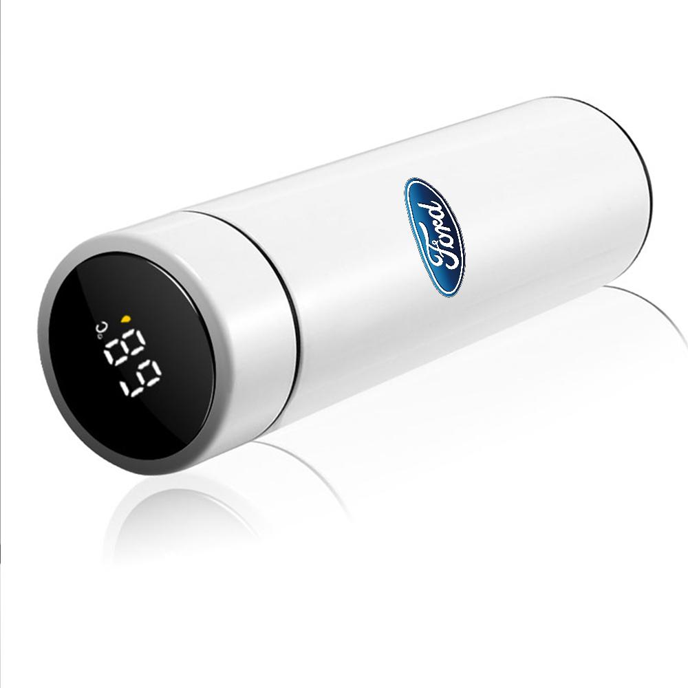 AKA1 500ML Car Stainless Steel Intelligent Temperature Display Thermos Cup Badge Cover For Ford Shelby Stracing Mustang Taurus Mondeo