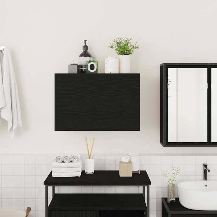 VidaXL Black Wall-Mounted Bathroom Cabinet 60x25x40 Cm Engineered Wood 860068