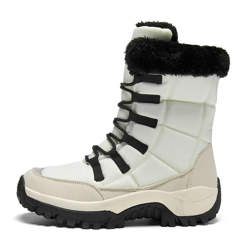 Winter Woman High-Top Outdoor Hiking Boots Women Plush Warm Snow Boots Waterproof Mountain Trekking Shoes Dropshipping