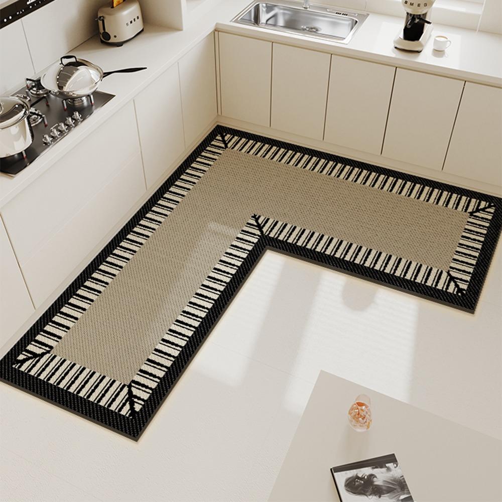 

Kitchen Floor Mat Non-slip Waterproof and Dirt-resistant Carpet L-shaped Minimalist Lines Rug Home Decoration Foot Mats 60x120x40cm