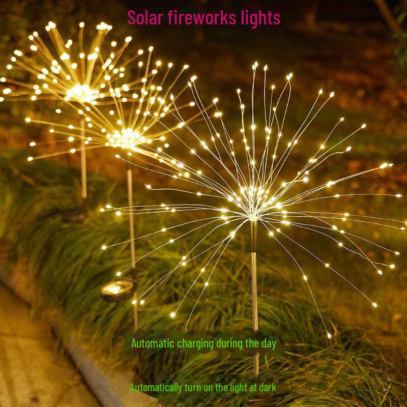 LED Solar Fireworks Garden Lights: Decorative Outdoor Atmosphere Lighting for Yard, Balcony, or Lawn.