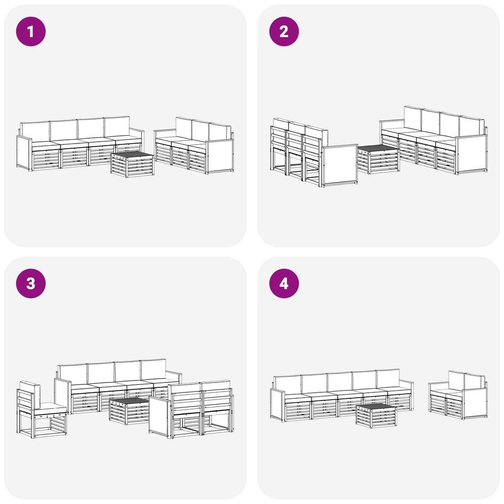 8 Piece Outdoor Sofa Set with Cushions Solid Acacia Wood
