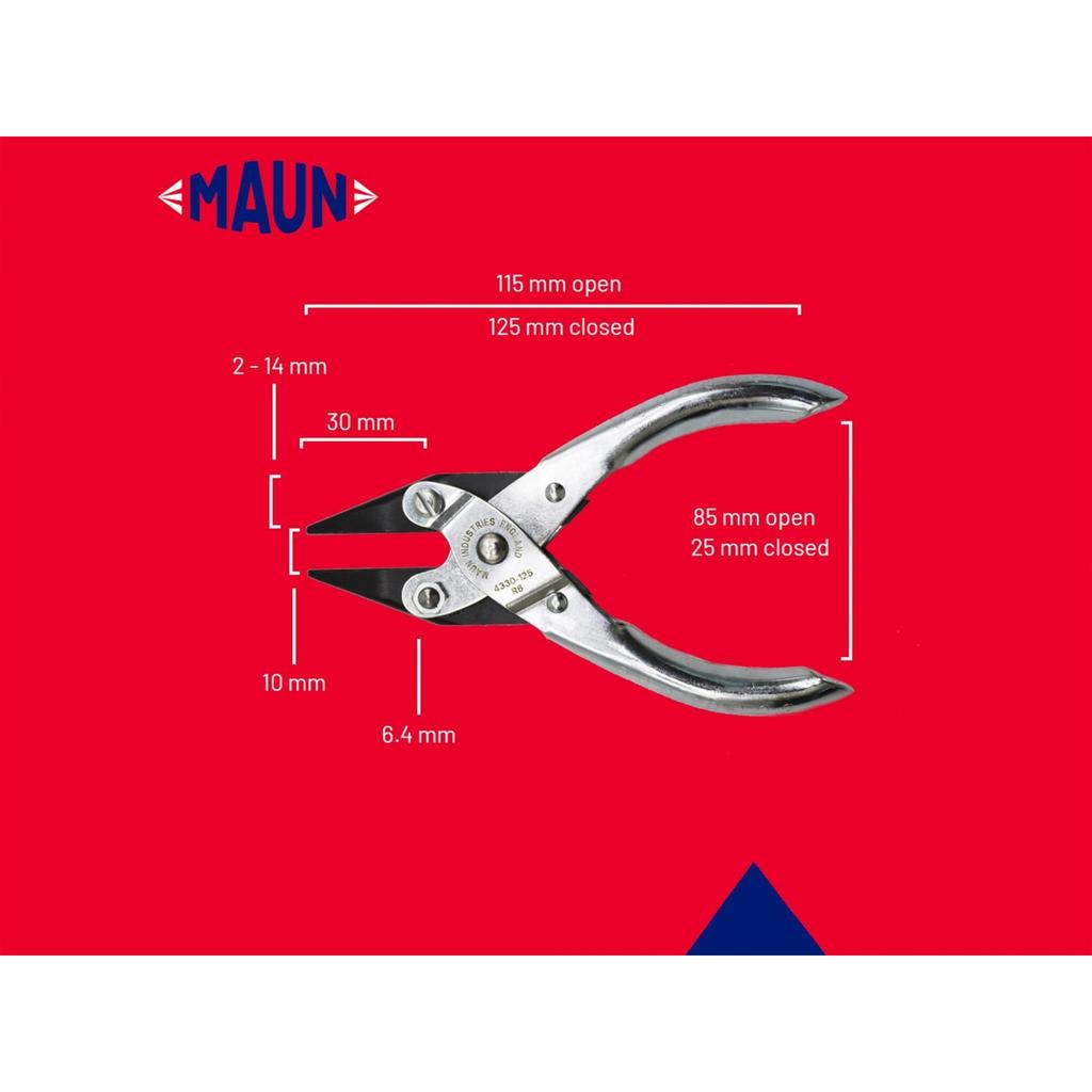 Maun Snipe Nose Parallel Pliers, Serrated Jaws 125mm