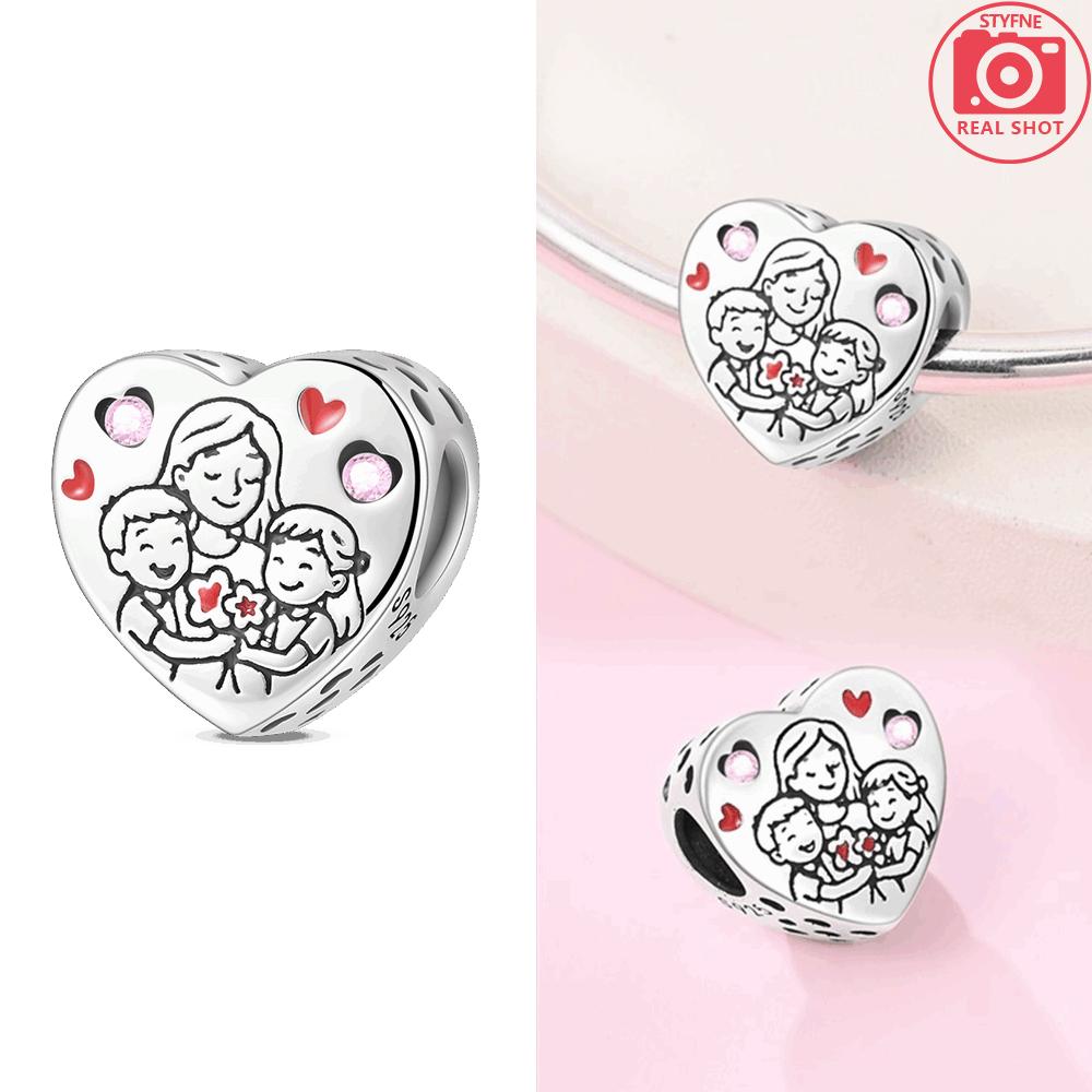 Original Copper Family String Beads Affection Copper Heart Beads Fit Bracelet Anniversary Fine Gift Accessory Diy