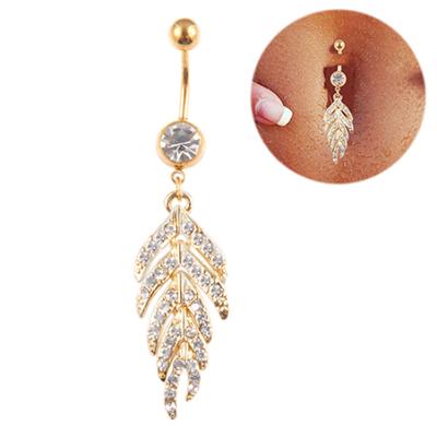 Strass feuille de sapin nombril anneau de nombril ton doré corps Piercing bijoux