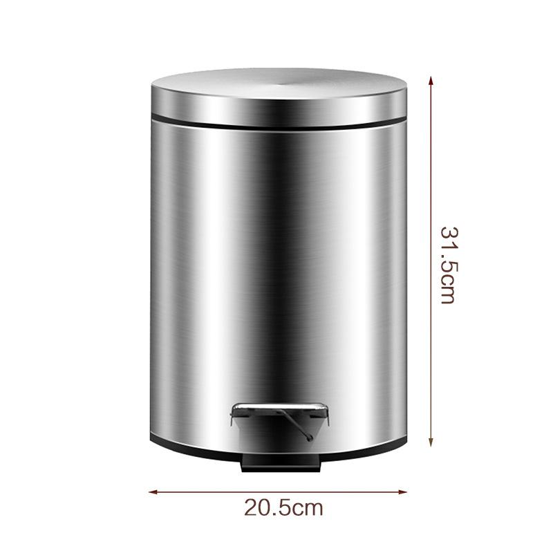 Stainless Steel Step Trash Can Kitchen Bathroom Silent Pedal Bin Round Lid