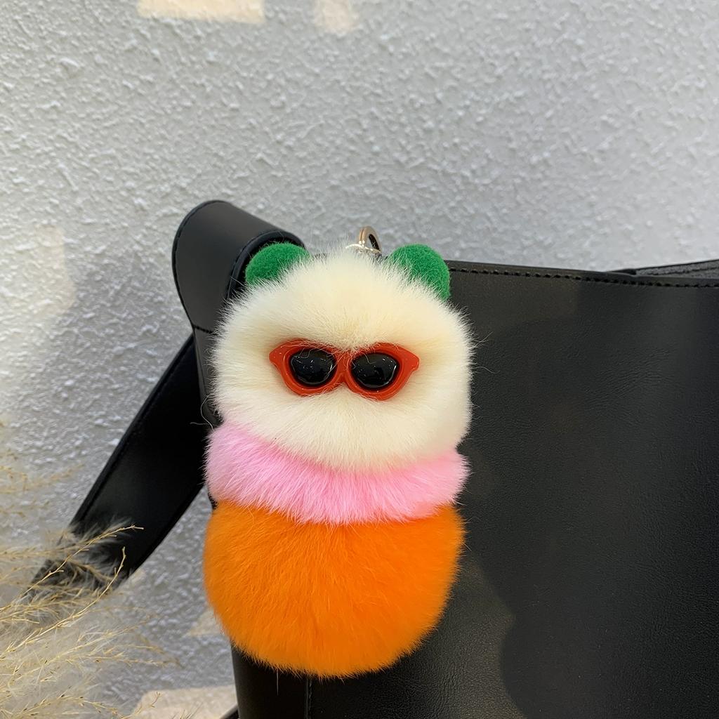 Rex Rabbit Hair Cute Vacation Caterpillar Pendant Bag Pendant Cartoon Plush Car Keychain