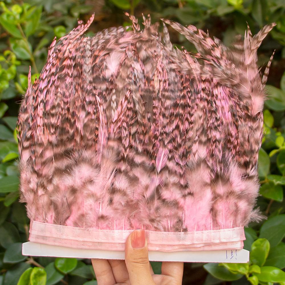 Feather1Meter Dyed Rooster Chicken Feather Trim 4-6inch Natural Pheasant Plumes for Fringe Ribbon Craft DIY Sewing Clothing Dress Decor