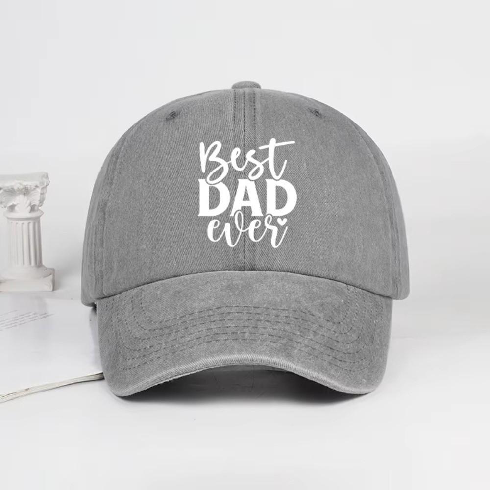 Casual Washed Cotton Best Dad Ever Hats Curved Brim Adjustable Letter Printed Baseball Caps Hip-hop Distressed Sun Hat Gift