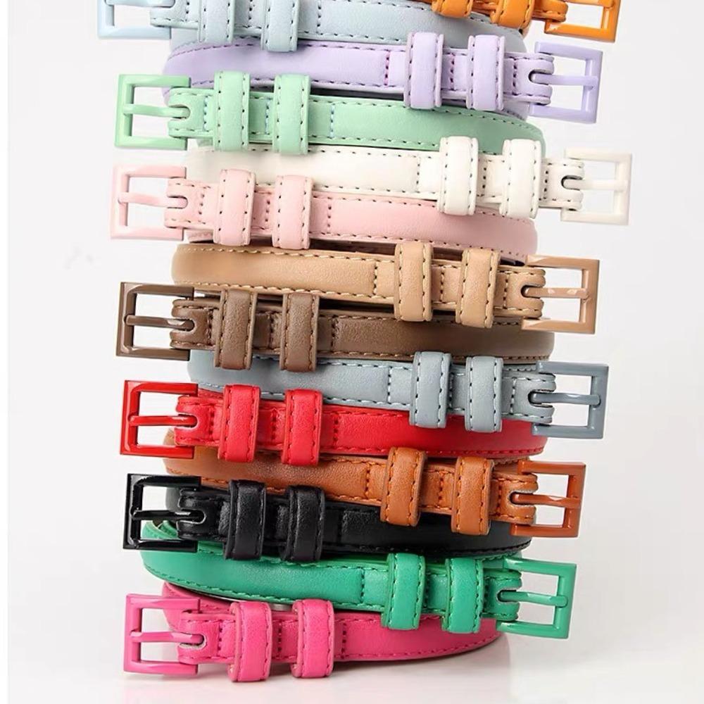 Vintage Candy Color Belt Elegant Dress Waistband Retro Thin Waist Belt Jeans Decoration