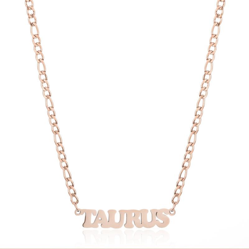 Gold/Silver/Rose Gold Color Twelve Constellations Stainless Steel NK Chain Pendant Necklace Female Jewelry 18+2in