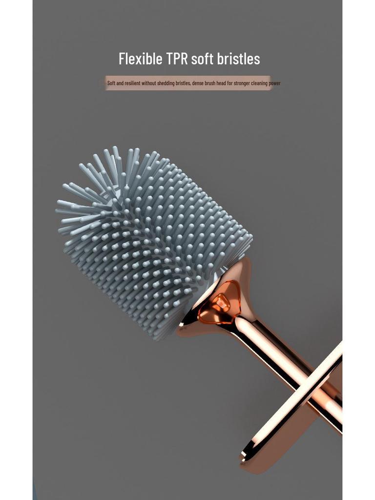 Wall-Mounted Silicone Toilet Brush with Storage Rack - No Dead Angles, Perfect for Bathroom Cleaning