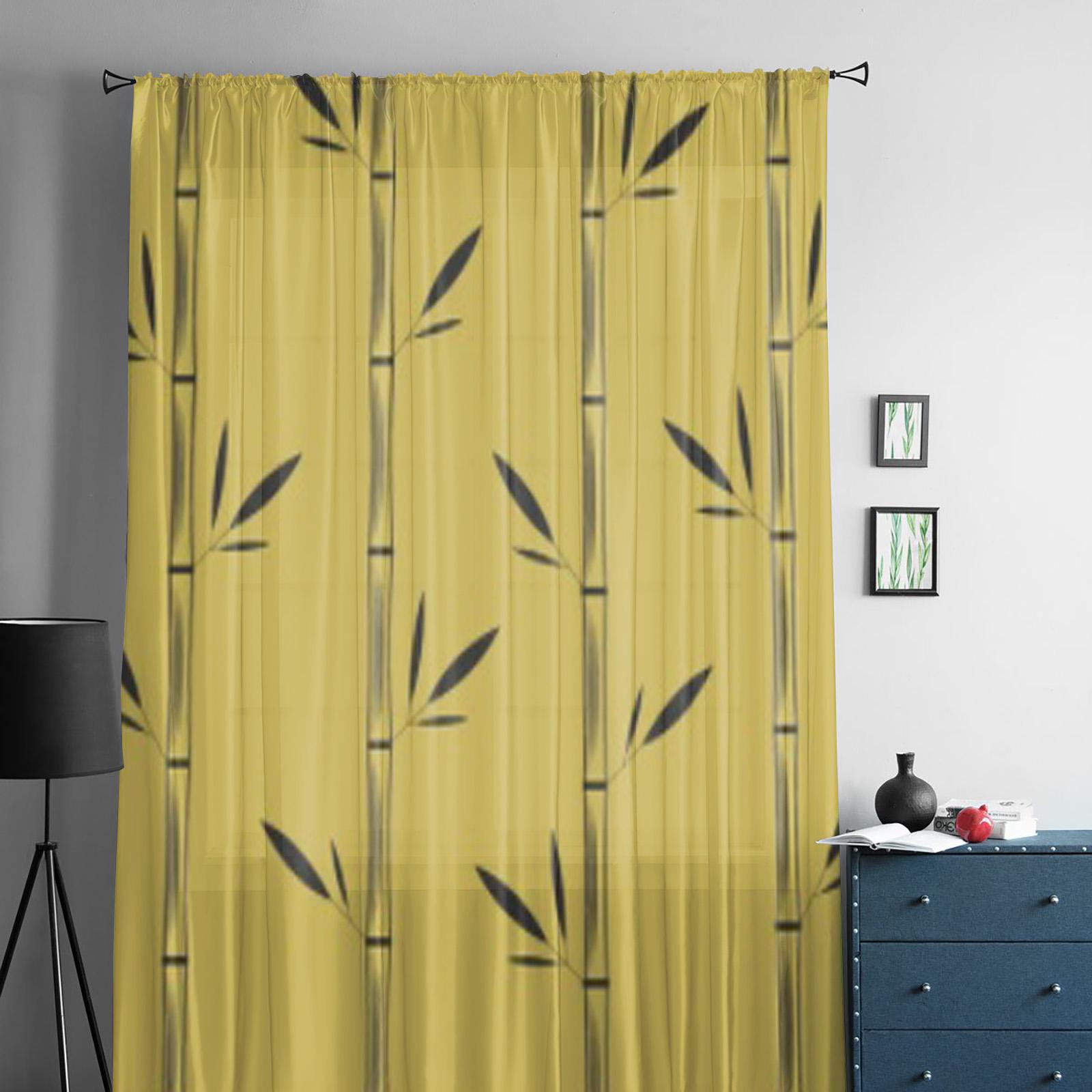 Листья бамбука Роскошные шифоновые прозрачные шторы для гостиной — фото 3