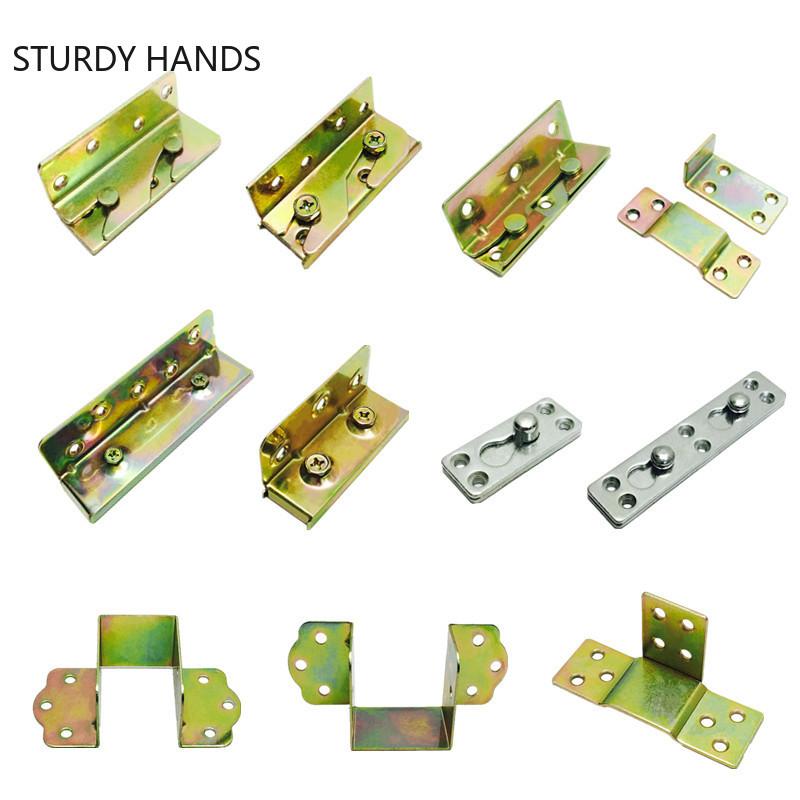 4pair Metal Bed Bracket Hinge Fastener Wood Board Connector for Bed Fixed Corner Bed Beam Support Furniture Hardware Fittings