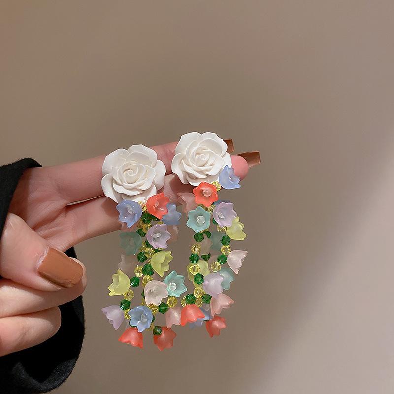 Retro Silbernadel Eingelegte Diamant Kristall Perlen Ohrringe - Luxuriöse Lange Europäische & Amerikanische Stil Ohrringe für Frauen