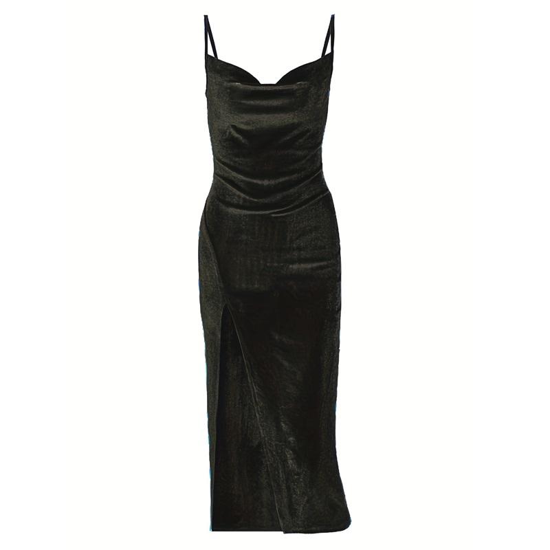 Sexy Slim Split Velvet Sling Party Dress Dress Female