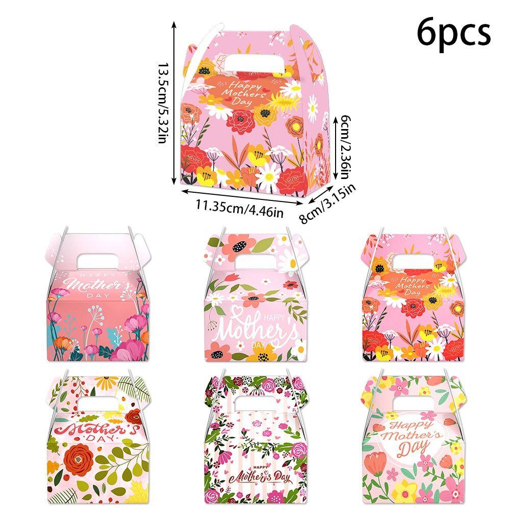 6pcs Cartoon Flowers Candy Boxes Paper Box Candy Cookie Box Gift Packaging Boxes Home Party Decor