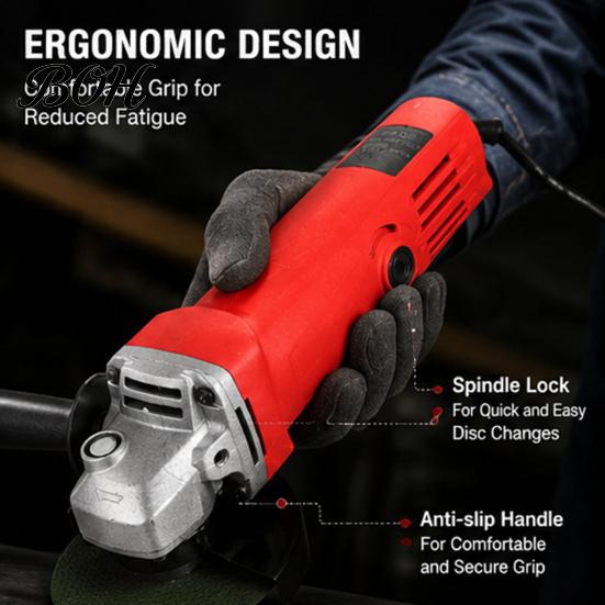 Portable Grinding Wheel Tool Electric Angle Grinder with Auxiliary Handle, 11000RPM Corded Power for Metal Cutting Steel Polishing & Rust Removal,