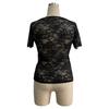 Summer New Women's Elegant V-neck Solid Color Lace Sexy Slim Slim T-shirt Top
