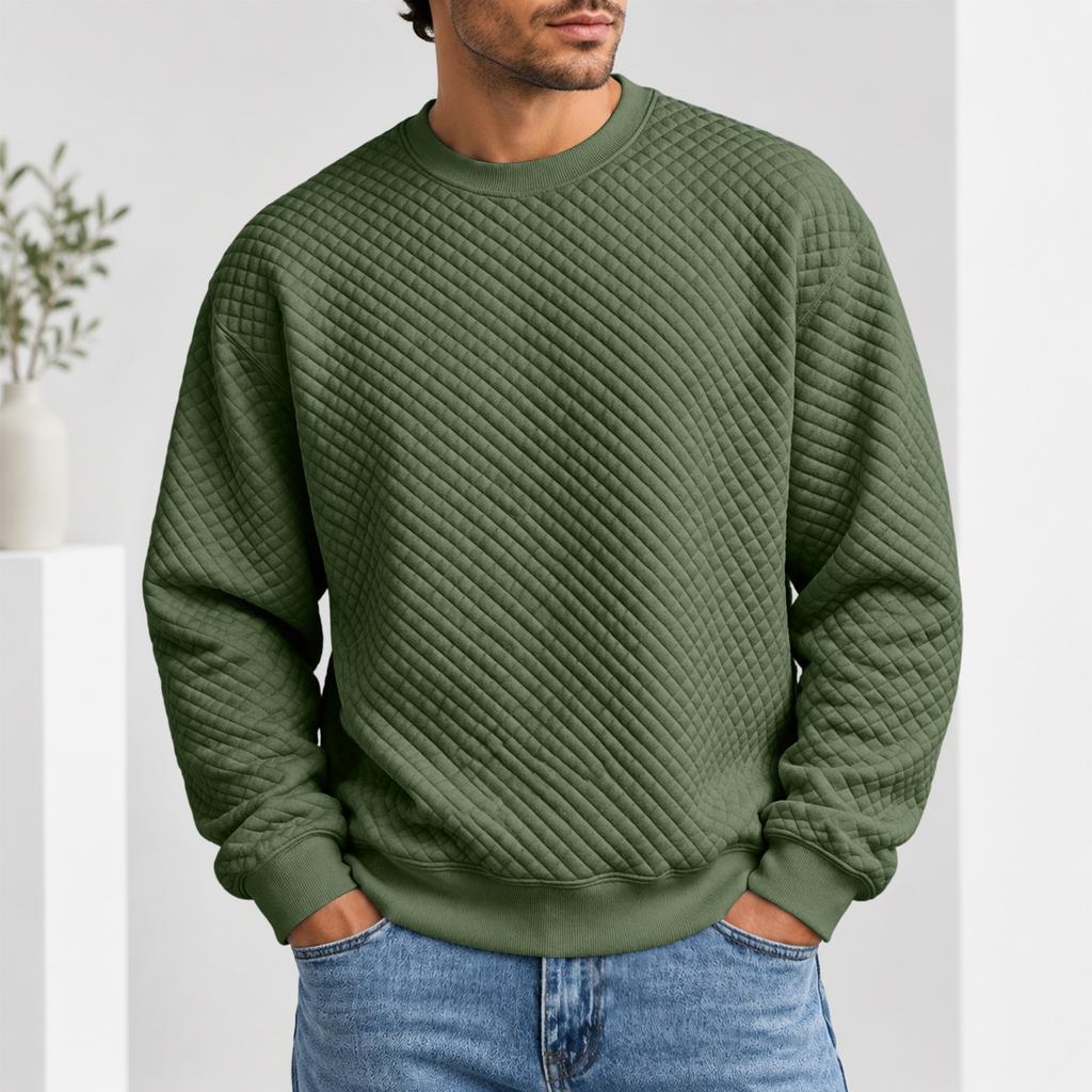 Herren Rundhals Pullover Sweatshirt Lässiges Langarm Oberteil für Herbst und Winter