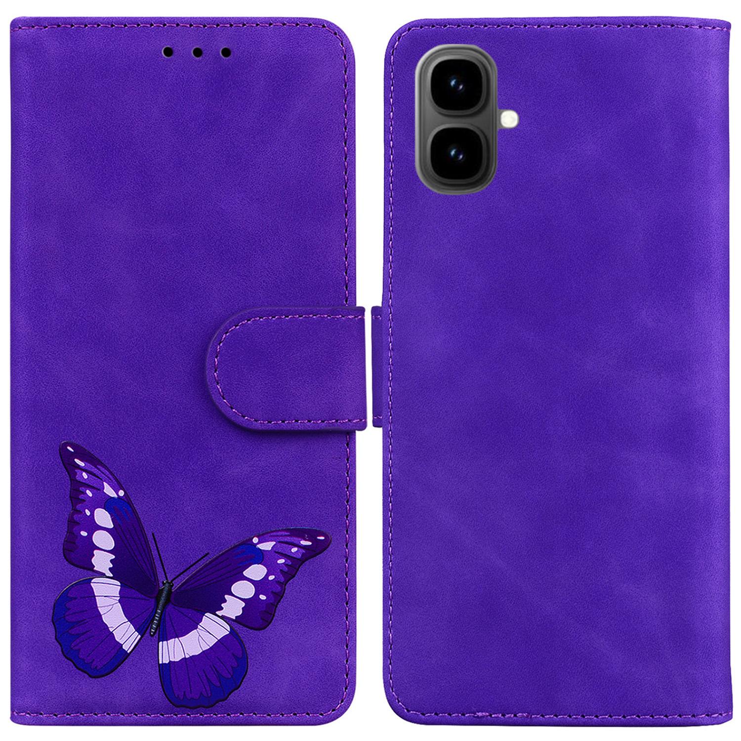 

Чехол-подставка для Infinix Smart 10 из ПУ кожи с принтом бабочки Purple