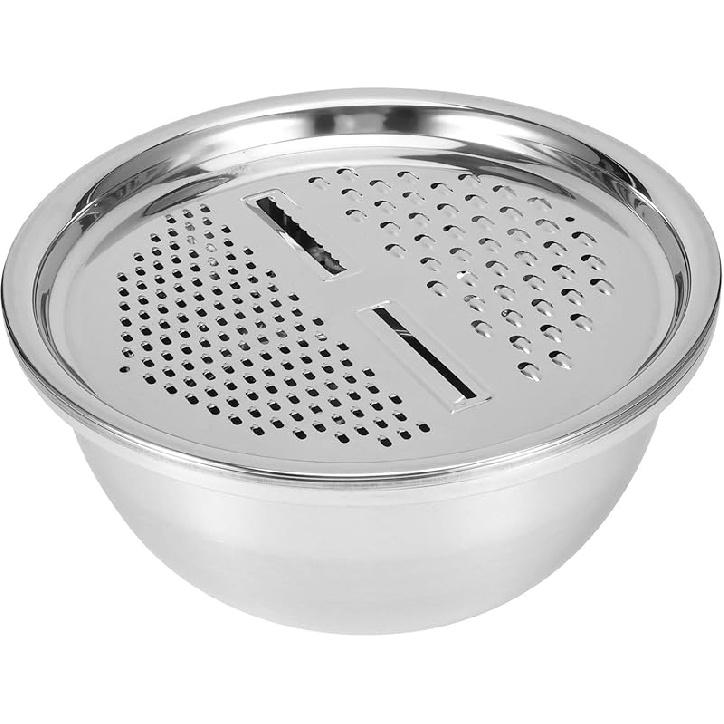 Germany Multifunctional Stainless Steel Basin,Multi Stainless Steel Basin with Grater Vegetable Cutter Slicer Grater Strainer Drain Basket Salad