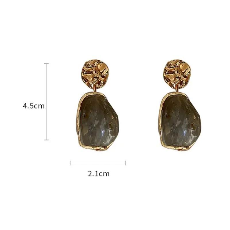 Fashion Pendant Earrings Zircon Square Stone Earrings Trend Vintage Geometry Earrings Gold Color Small Earrings Women Jewelry Accessorries Party Gift