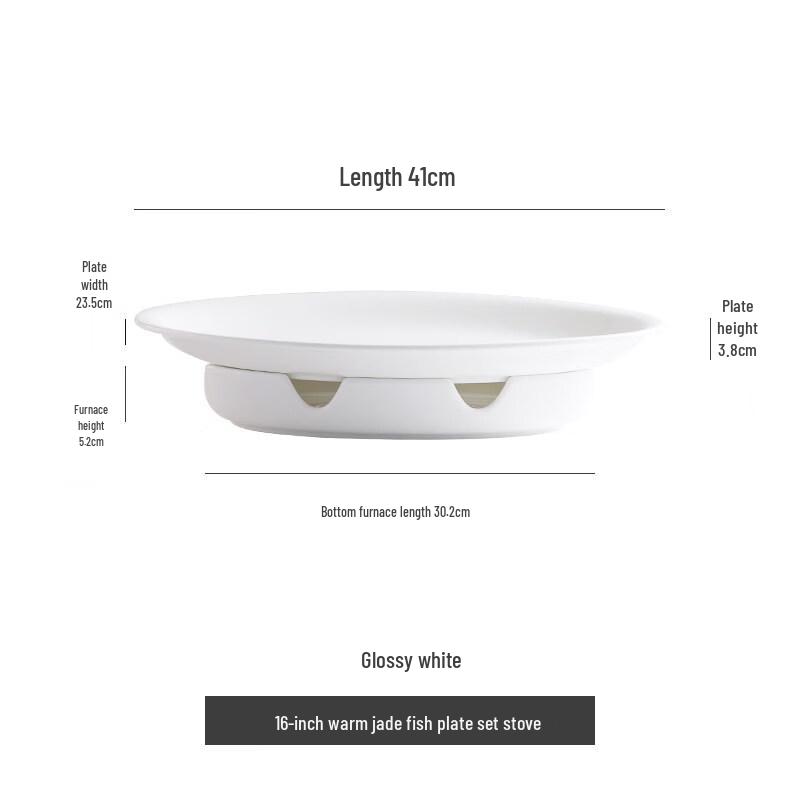 Pure White Ceramic Heated Oval Fish Plate