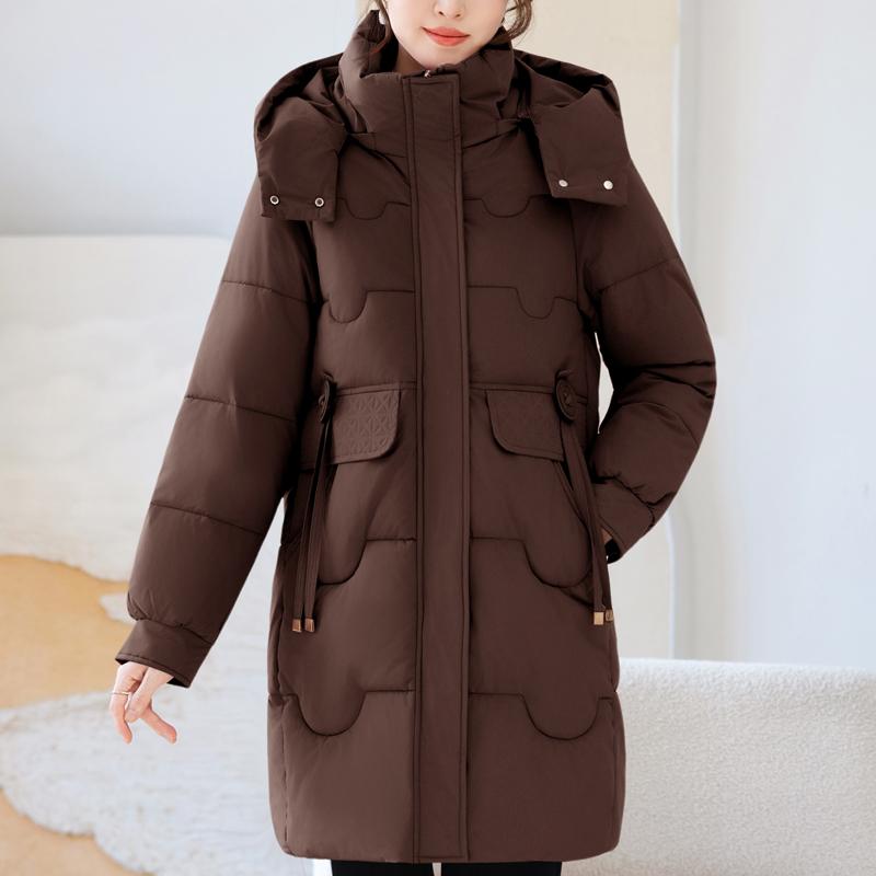 

Модные зимние женские длинные парки с капюшоном, свободные, толстые, теплые куртки, женские пальто M коричневый