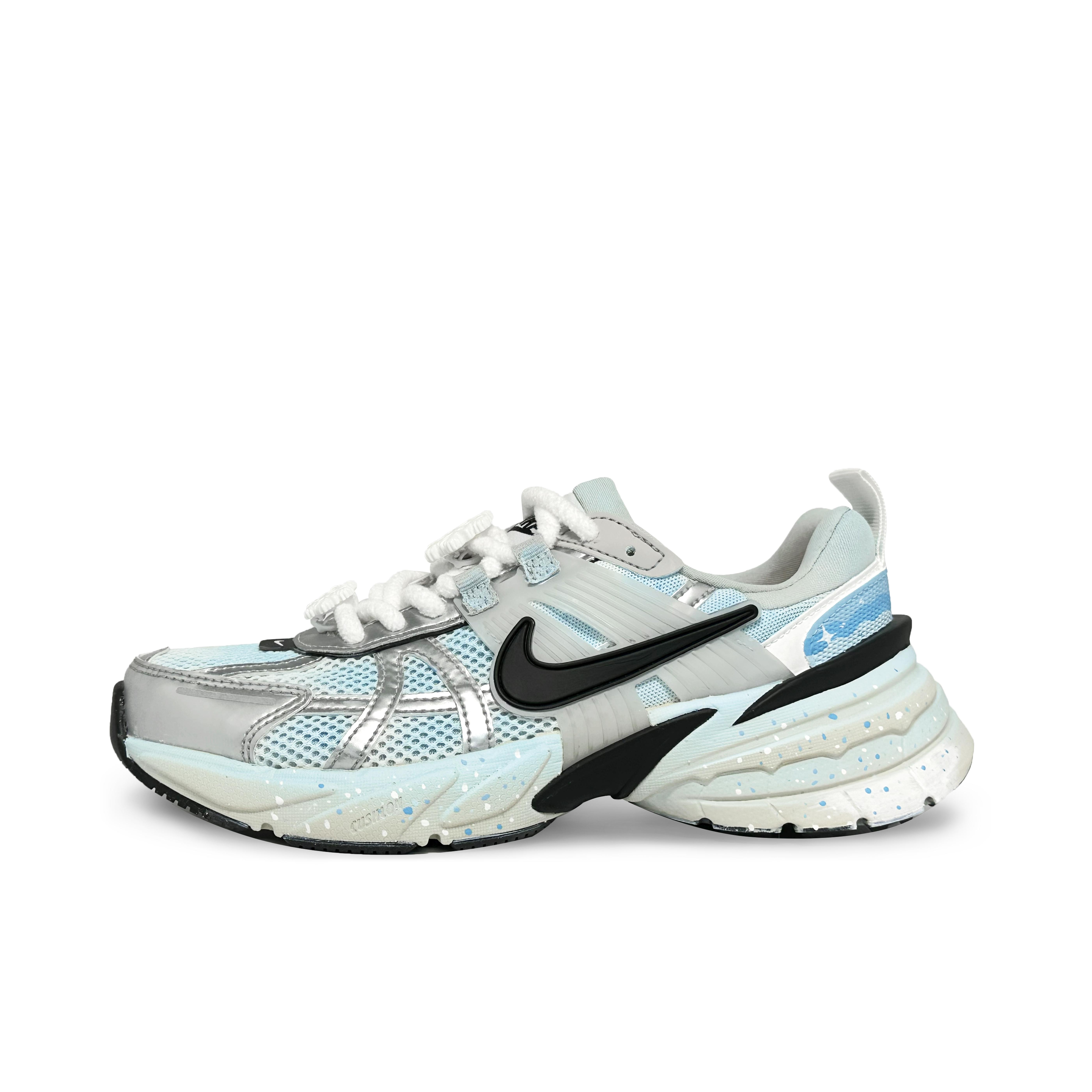 Nike V2K Run Fabric Slip Resistant Low top Casual Running Shoes Women s Silver Pink Blue FD0736-100(Team186-) 42